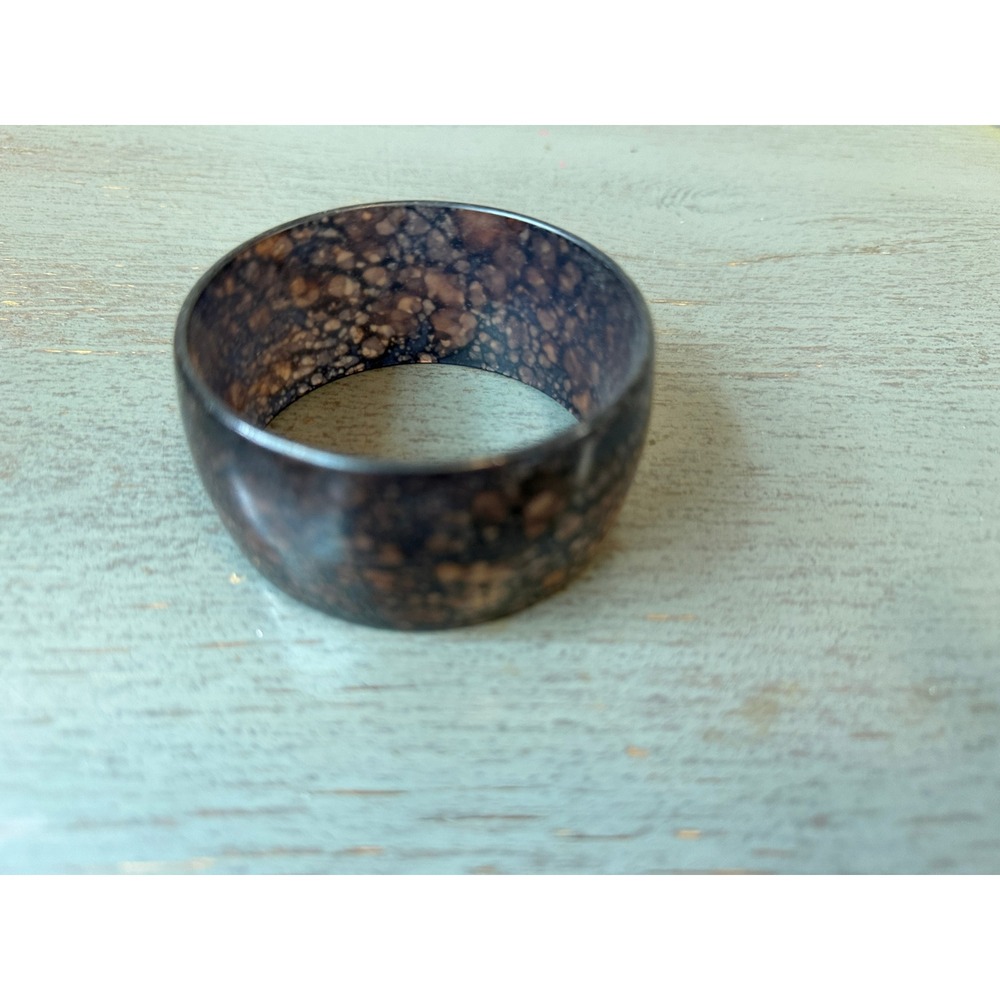Vintage Tortoiseshell Bangle Bracelet Wide Chunky Brown Amber Resin 2.5 Inch Dia
